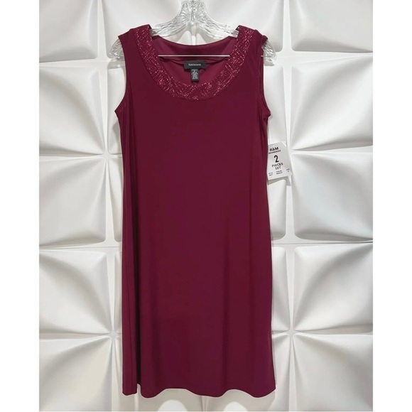 R&M Richards Sz S Red Slinky Glitter Swing Jacket and Shift Dress Formal Set - Picture 7 of 15